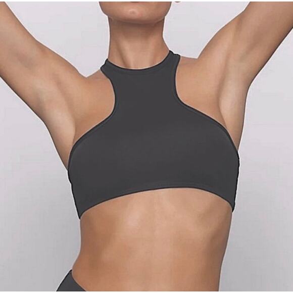 SKIMS Recycled Swim High Neck Racerback Top Gunmetal Gray. Size M. NWOT - Picture 1 of 11